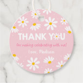Roze Daisy Birthday Dank je Bedankjes Labels (Voorkant)