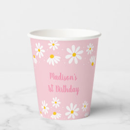 Roze Daisy Birthday Papieren Bekers