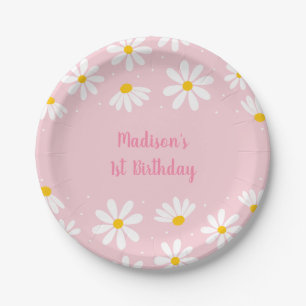 Roze Daisy Birthday Papieren Bordje