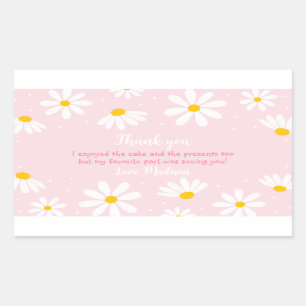 Roze Daisy Birthday Rechthoekige Sticker