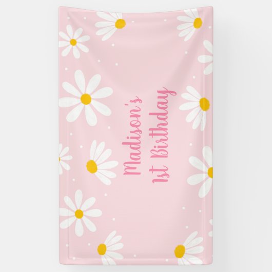 Roze Daisy Birthday Spandoek (Verticaal)
