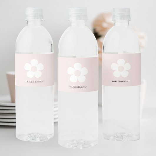 Roze Daisy Birthday Waterfles Etiket