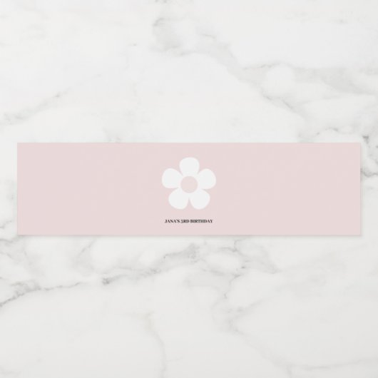 Roze Daisy Birthday Waterfles Etiket (Enkel label)