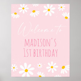 Roze Daisy Birthday Welkom Poster