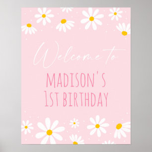 Roze Daisy Birthday Welkom Poster
