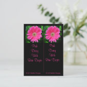 Roze Daisy Bladwijzer Briefkaart (Staand voorkant)