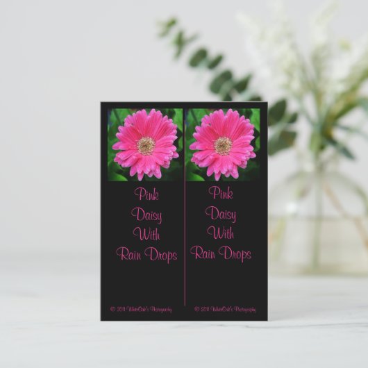 Roze Daisy Bladwijzer Briefkaart (Staand voorkant)