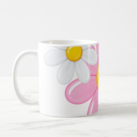 Roze Daisy Bloem Mok (Links)
