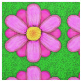 Roze Daisy Bloem op Groen Mooi Patroon Stof (Swatch)