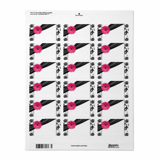 Roze Daisy Bloemen Blank Bruiloft Adresetiketten Etiket (Full Sheet)