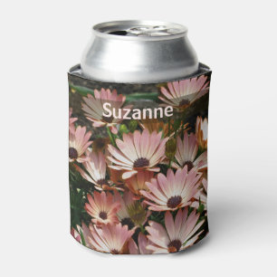 Roze Daisy bloemen gepersonaliseerd Blikjeskoeler