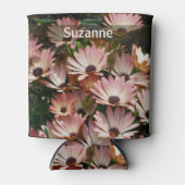 Roze Daisy bloemen gepersonaliseerd Blikjeskoeler (Voorkant)