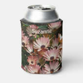Roze Daisy bloemen gepersonaliseerd Blikjeskoeler (Blikje Achterkant)