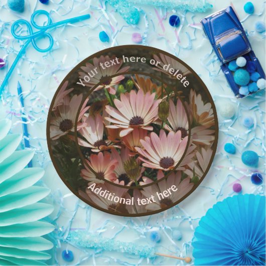 Roze Daisy Bloemen Gepersonaliseerde Partij Papieren Bordje (Feest)