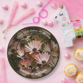 Roze Daisy Bloemen Gepersonaliseerde Partij Papieren Bordje (Feest)