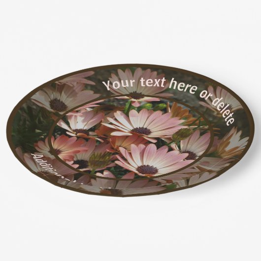 Roze Daisy Bloemen Gepersonaliseerde Partij Papieren Bordje (Gekanteld)