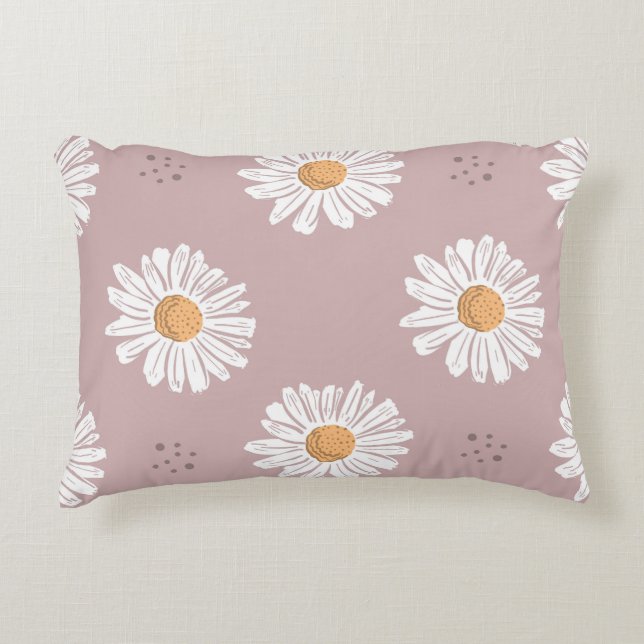 Roze Daisy: Bloemen herhalen patroon. Accent Kussen (Voorkant)