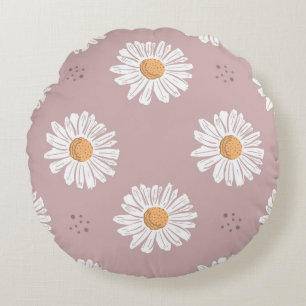 Roze Daisy: Bloemen herhalen patroon. Rond Kussen