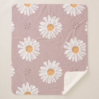Roze Daisy: Bloemen herhalen patroon. Sherpa Deken
