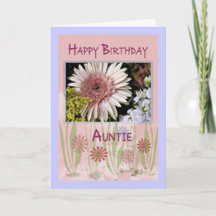 Roze Daisy Bloemenboeket, Tante, Verjaardag Kaart