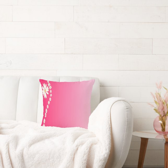 Roze Daisy Bloemengradiënt Esthetisch Ontwerp Kussen (Bank)