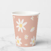 Roze Daisy Bloemige Baby Shower Papieren Bekers (Achterkant)