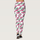 Roze daisy bloemmotief op witte achtergrond leggings (Achterkant)