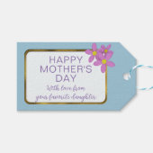 Roze Daisy Blue Custom Happy Moederdag Label Cadeaulabel (Voorkant (Horizontaal))