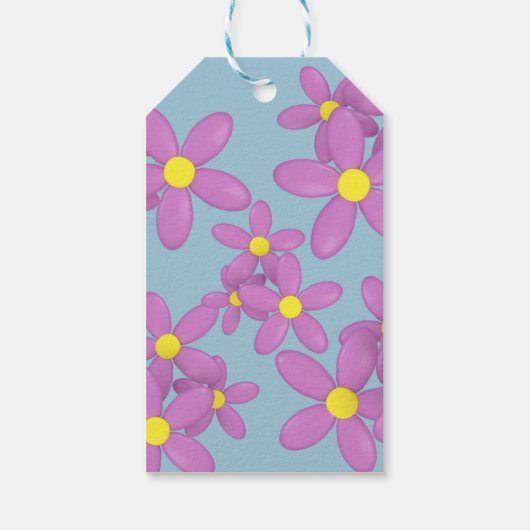 Roze Daisy Blue Custom Happy Moederdag Label Cadeaulabel (Achterkant)