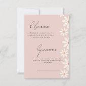 Roze Daisy boeken en luiers voor Baby shower RSVP Kaartje (Voorkant)