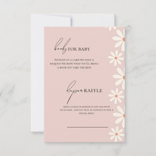 Roze Daisy boeken en luiers voor Baby shower RSVP Kaartje (Voorkant)