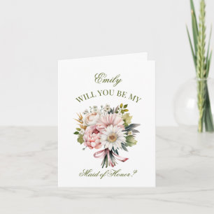 Roze Daisy Boeket Maid of Honor Voorstel
