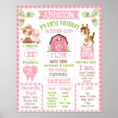 Roze Daisy Boerderij 1e Verjaardag Milestone Poste Poster (Voorkant)