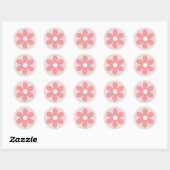 roze daisy boho florale verjaardag ronde sticker (Vel)