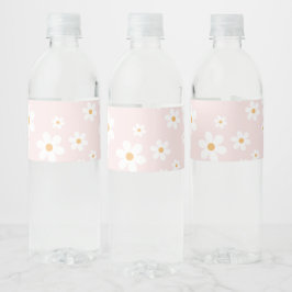 Roze daisy boho waterfles etiket