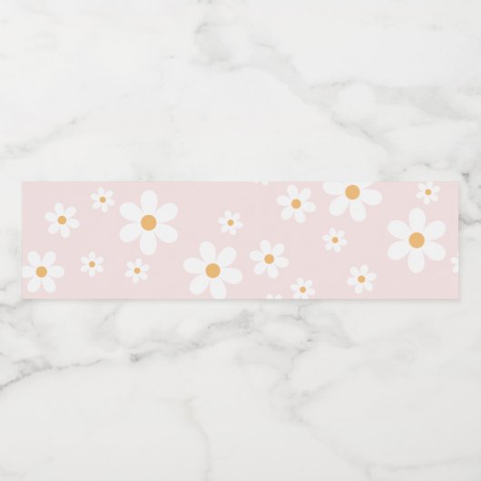 Roze daisy boho waterfles etiket (Enkel label)