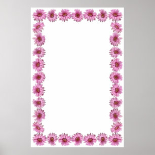 Roze Daisy Border op Blank Achtergrond Poster
