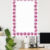 Roze Daisy Border op Blank Achtergrond Poster (Thuiskantoor)