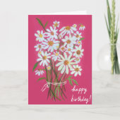 Roze Daisy Bouquet past het aan! HAPPY BIRTHDAY Kaart (Voorkant)