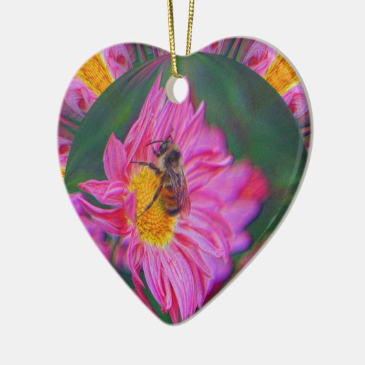 Roze Daisy Bumble Bee Abstract Art Ornament (Links)
