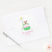 Roze Daisy Bunny boekenplaat Ronde Sticker (Envelop)