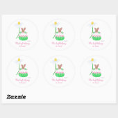 Roze Daisy Bunny boekenplaat Ronde Sticker (Vel)