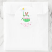 Roze Daisy Bunny boekenplaat Ronde Sticker (Tas)