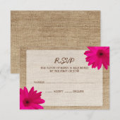 Roze Daisy Burlap Wedding RSVP-reactiekaart RSVP Kaartje (Voorkant / Achterkant)