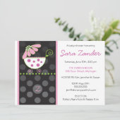 Roze Daisy Carriage Baby shower Invitation Kaart (Staand voorkant)