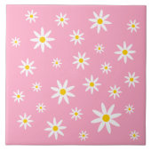 Roze Daisy Ceramic Tile Tegeltje (Voorkant)