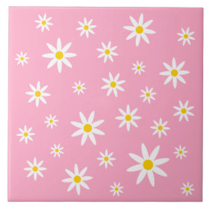 Roze Daisy Ceramic Tile Tegeltje