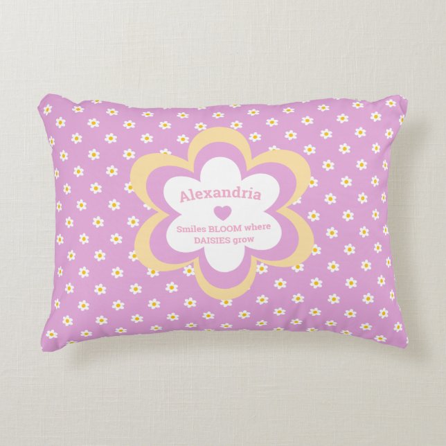 Roze Daisy-Chain Rechthoek  Accent Kussen (Voorkant)