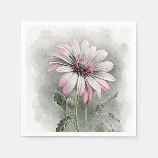 Roze Daisy Cocktail servetten (Voorkant)