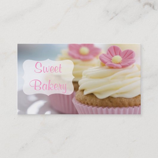 Roze Daisy Cupcake bakkerij Visitekaartje (Voorkant)